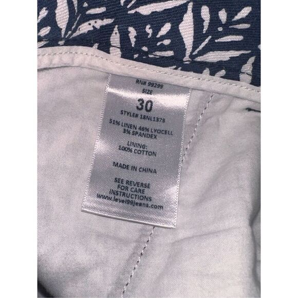 Beautiful Level 99 Cindie Blue White Printed Linen Blend Shorts Women's Size 30 - Picture 3 of 6